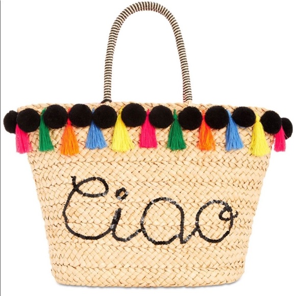 INC International Concepts Handbags - 2xHP INC Lunaa Ciao Pom Pom Straw tote. NWOT
